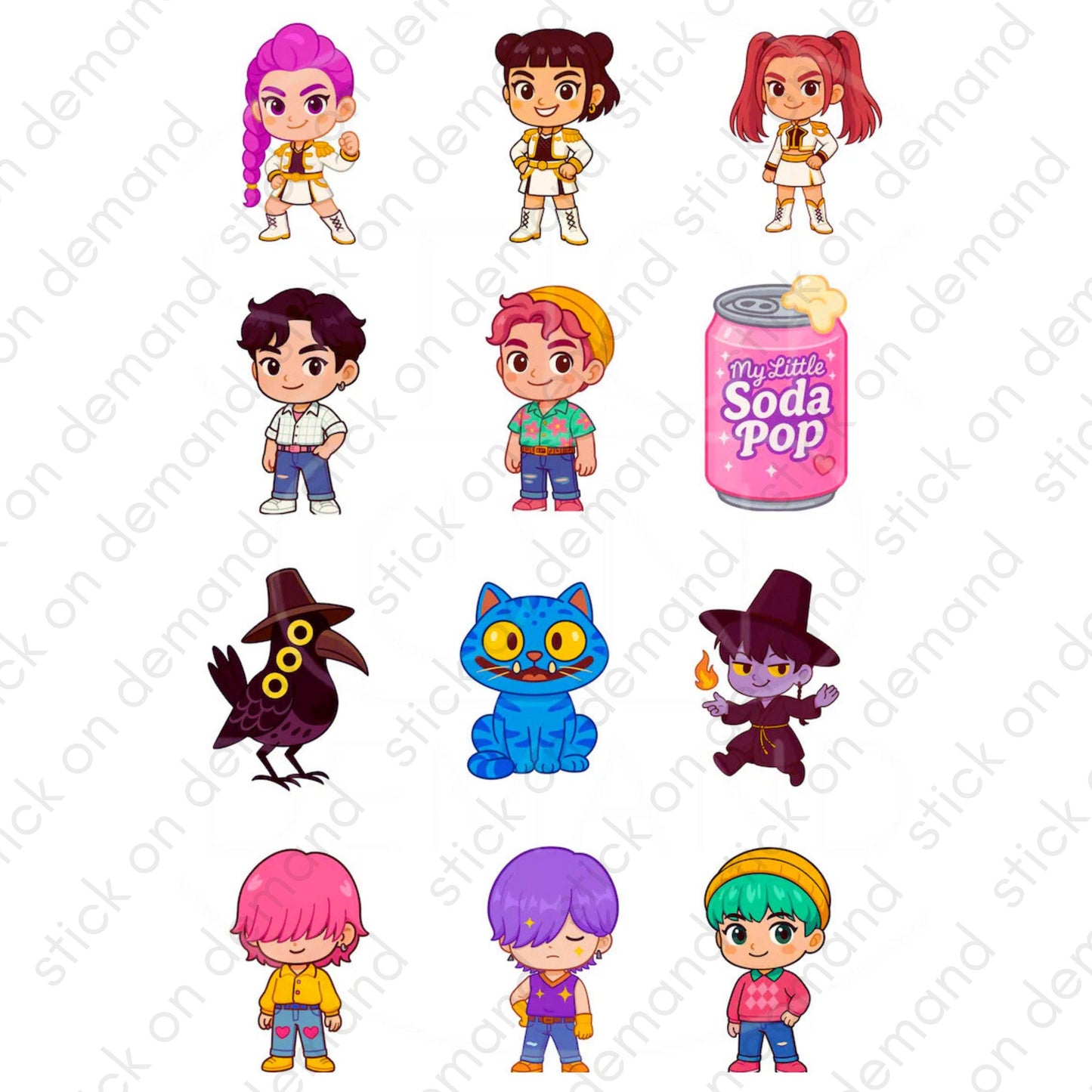 KPop Hunters Stickers  / Party Kit /  Vinyl  Waterproof Stickers / Paper Stickers  /Shape Stickers/ Party Favor  / K Pop  Hunters