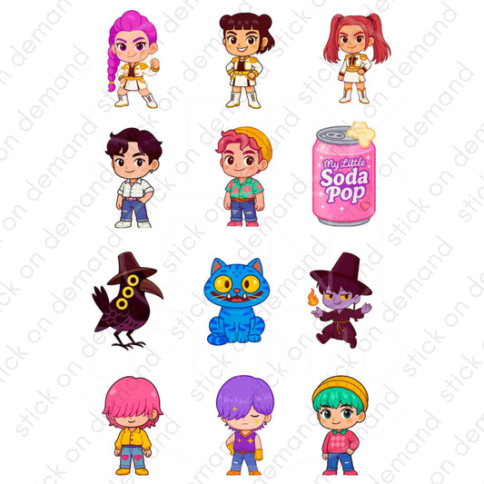 KPop Hunters Stickers  / Party Kit /  Vinyl  Waterproof Stickers / Paper Stickers  /Shape Stickers/ Party Favor  / K Pop  Hunters