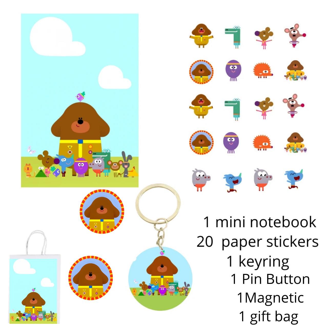 20 Duggee Stickers | Vinyl Waterproof, Party Favors , Party Kit