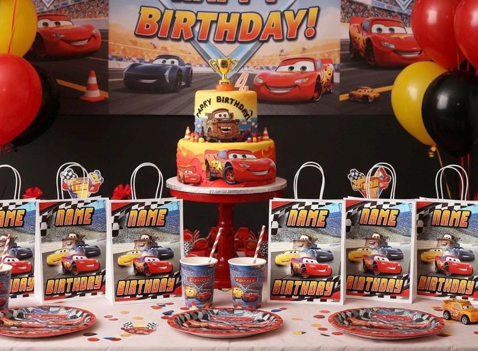 Personalised Small  Cars   Party Favor Bag – Birthday Theme - Birthday Bag / Cars  Party Favors Bag