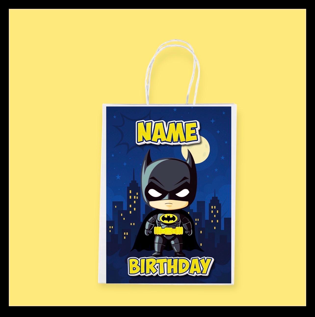 Personalised Small Bat Superhero Party Favor Bag – Birthday Theme - Birthday Bag / Batman   Party Favors Bag