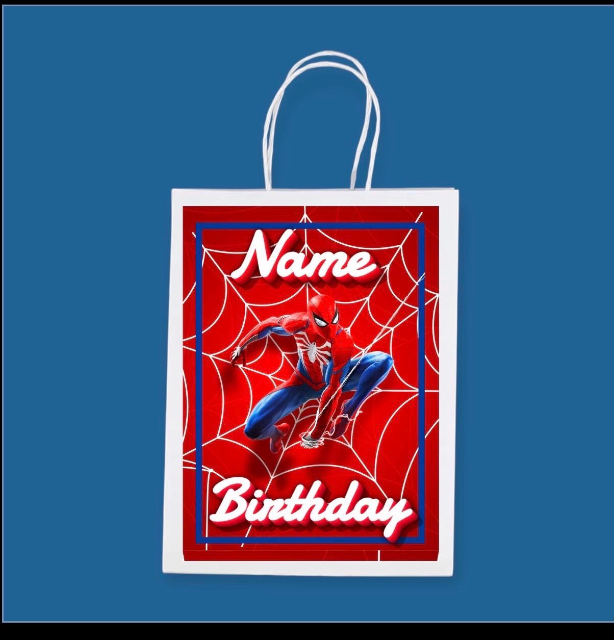 Personalised Small  Spider  Party Favor Bag – Birthday Theme - Birthday Bag / Spider  Party Favors Bag