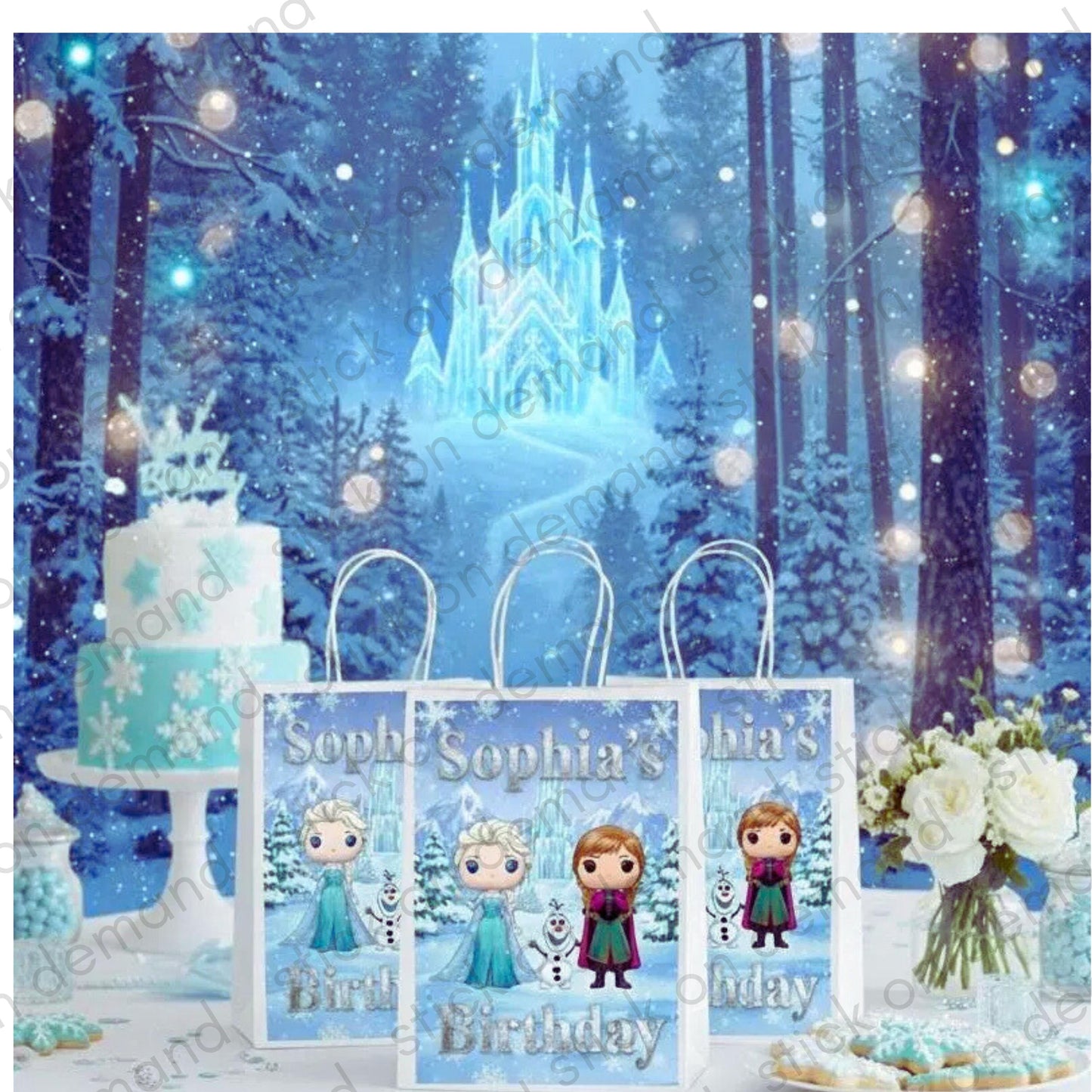 Personalised Small  Frozen   Party Favor Bag – Birthday Theme - Birthday Bag / Frozen  Party Favors Bag