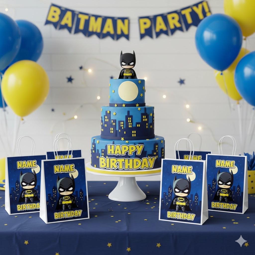 Personalised Small Bat Superhero Party Favor Bag – Birthday Theme - Birthday Bag / Batman   Party Favors Bag