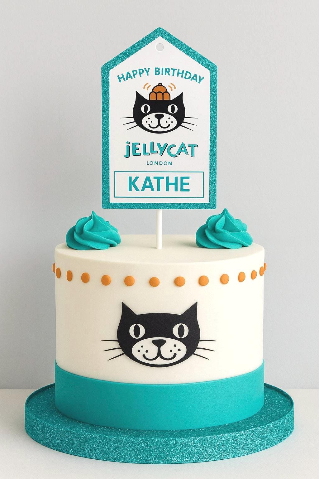 Personalised 3D Jelly cat Glitter  Inspired Birthday Cake Topper