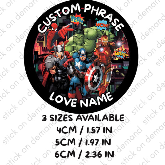 Personalised Custom Phrase Thank You Stickers – SuperHeroe   Party Favor Labels - Super Heroes  Thank You Stickers - Superhero  Party