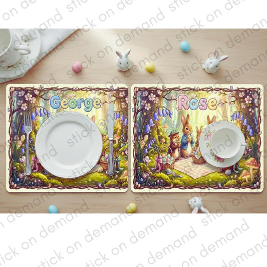 Personalised  Easter  Placemat &  Coaster –Personalised -  Easter Decor   , Kids Tableware – Custom Designs Available