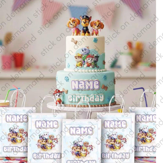 Personalised Small Pups Party Favor Bag – Birthday Theme - Birthday Bag / Pups Party Favors Bag