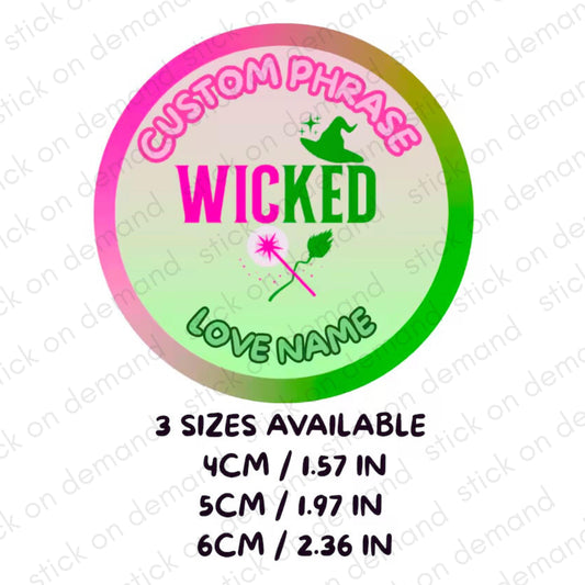 Personalised Custom Phrase Thank You Stickers –Wicked Party Favor Labels - Wicked Thank You Stickers - Wicked Party
