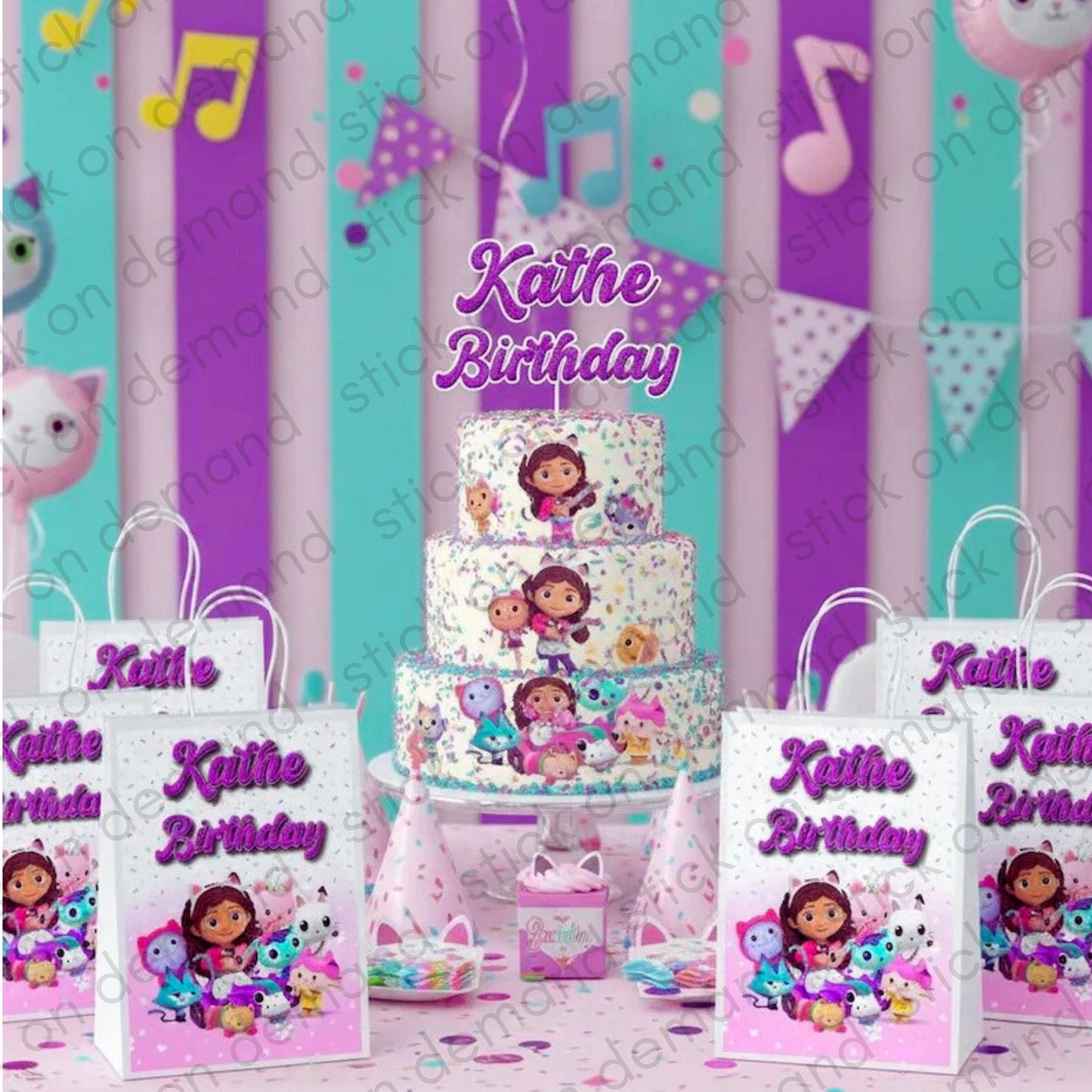 Personalised Small  Gabby’s House   Party Favor Bag – Birthday Theme - Birthday Bag / Gabby’s House  Party Favors Bag