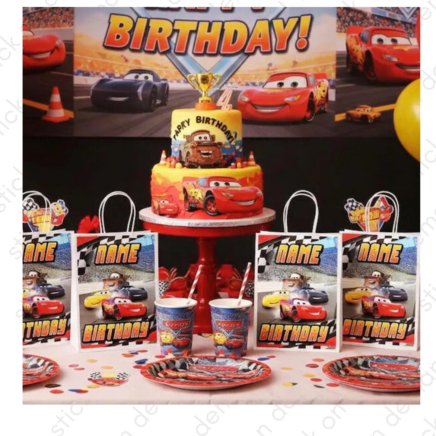 Personalised Small  Cars   Party Favor Bag – Birthday Theme - Birthday Bag / Cars  Party Favors Bag