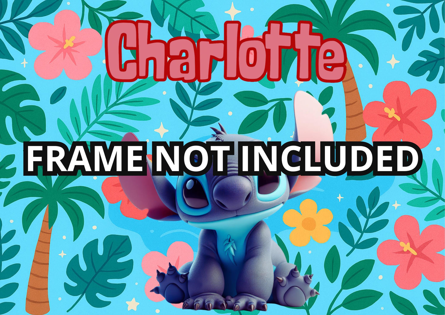 Personalised Stitch   A3 Poster / Custom Cartoon with Child’s Name / Printed on Premium Matte Paper / Frame not Included