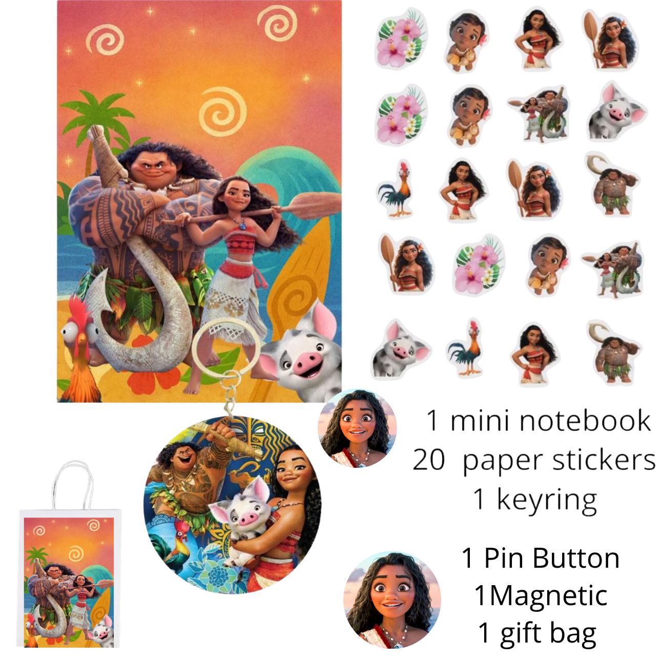 Personalised Moana Stationery Gift Set | Mini Notebook, Stickers, Keychain & More -