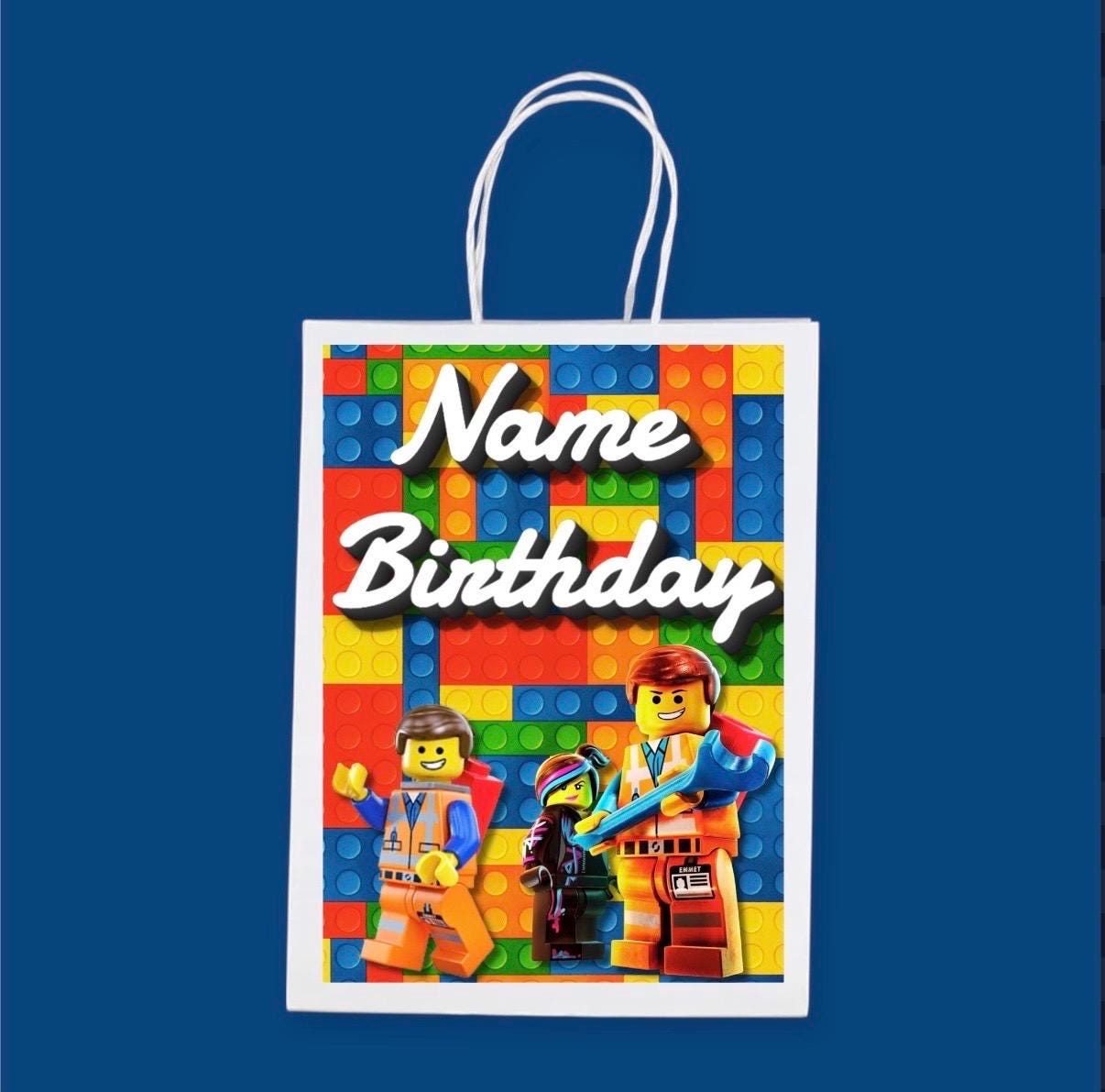 Personalised Small  Brick  Party Favor Bag – Birthday Theme - Birthday Bag / Brick Party  Favors Bag
